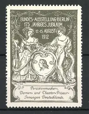 Reklamemarke Berlin, Bundes-Ausstellung 1912, zwei Damen mit einem Portrait