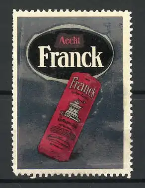 Reklamemarke Kaffeemühle Kaffee-Zusatz, Aecht Franck, Verpackung mit Mühle