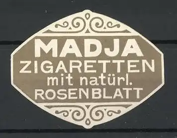 Präge-Reklamemarke Madja Zigaretten mit natürl. Rosenblatt