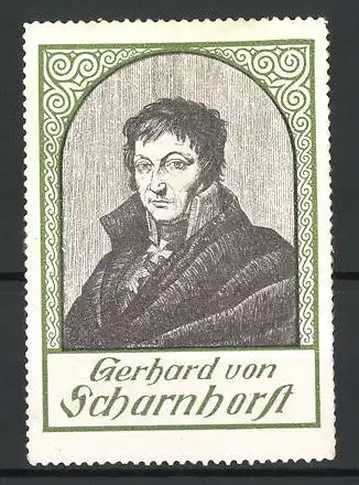 Künstler-Reklamemarke Politiker Gerhard von Scharnhorst im Portrait