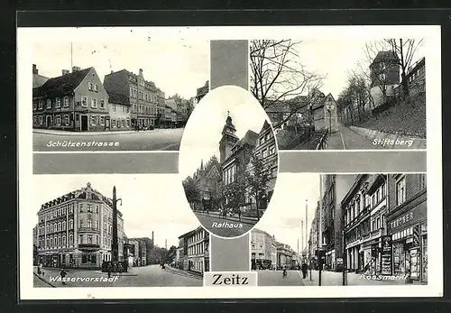 AK Zeitz, Rathaus, Schützenstrasse, Stiftsberg, Wasservorstadt, Rossmarkt
