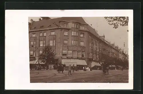 Foto-AK Düsseldorf, Café Corso, Graf-Adolf-Strasse, 1917