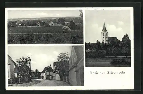 AK Sitzenroda, Teilansicht, Kirche, Ortspartie