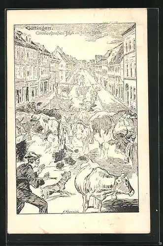 Künstler-AK F. Krannich: Göttingen, Gronerstrassen-Idyll im Jahre 1865