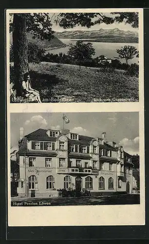 AK Ludwigshafen am Bodensee, Hotel Pension Löwen, Blick vom Guggenbiehl