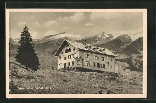 AK Oberstdorf, Alpenhotel Schönblick, Blick gegen Hoher Ifen