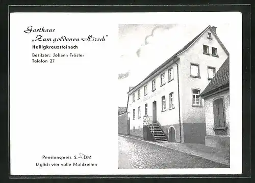 AK Heiligkreuzsteinach, Gasthaus Zum goldenen Hirsch