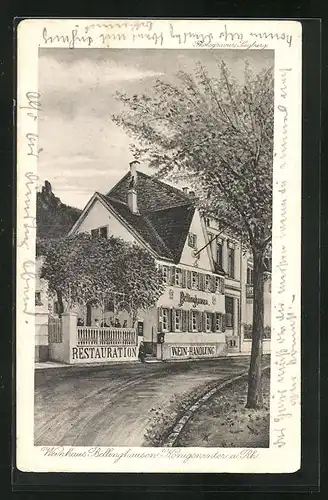 Künstler-AK Königswinter a. Rh. Weinhaus Bellinghausen