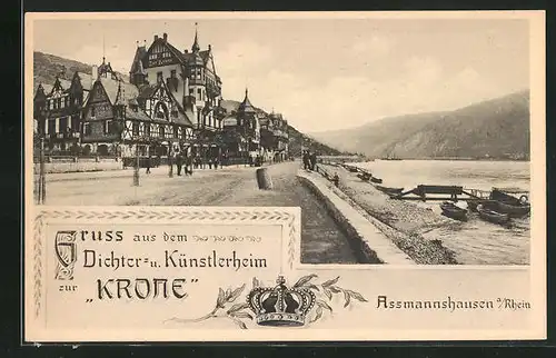 AK Assmannshausen am Rhein, Dichter- und Künstlerhaus zur Krone