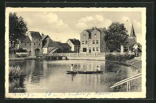 AK Grafenwöhr, Partie am Stadttor mit Teich