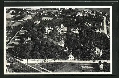 AK Coswig, Teilansicht mit Heilstätte Lindenhof vom Flugzeug aus