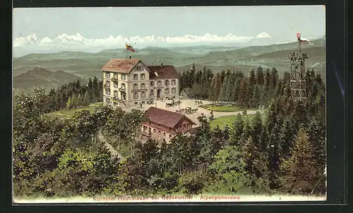 AK Badenweiler, Kurhotel Hochblauen, Aussichtsturm & Alpenpanorama