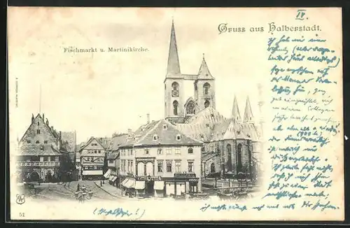 AK Halberstadt, Fischmarkt und Martinikirche