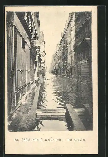AK Paris, Les Inondations, Janvier 1910, Rue de Seine, Hochwasser