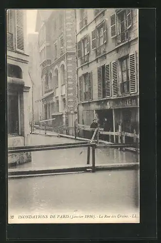 AK Paris, Hochwasser, Inondations, La Rue des Ursins, Janvier 1910