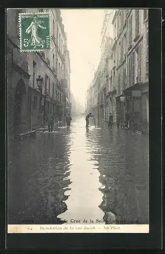 AK Paris, Hochwasser, La Crue de la Seine, Inondations de la rue Jacob