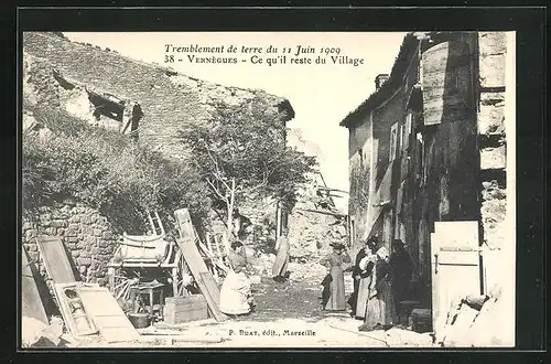 AK Vernègues, Tremblement de terre 1909, Ce qu`il reste du Village