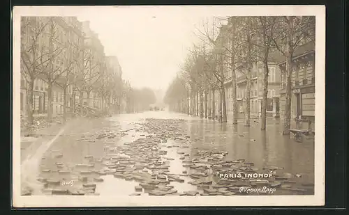 AK Paris, Paris Inondè, Strassenpartie bei Hochwasser