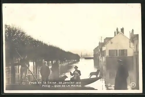 AK Pecq, Rue de la Seine - Quai de la Mairie 30 Janvier 1910, Hochwasser