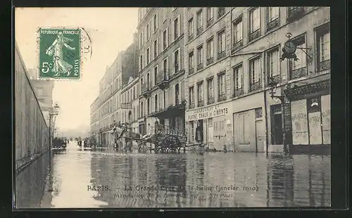 AK Paris, Inondation de la Rue Surcouf, La Grande Crue de la Seine, Hochwasser