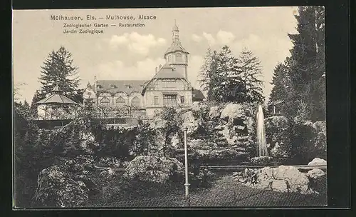 AK Mülhausen, Elsass, Zoologischer Garten, Restauration