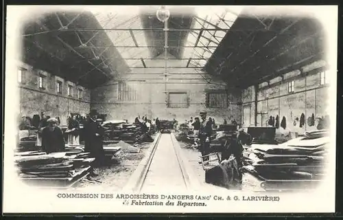 AK Angers, Fabrication des Repartons, Schiefer Steinbruch