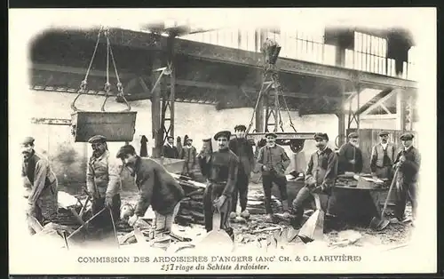 AK Angers, Commission des Ardoisières, Anct Ch. & G. Larivière, Triage du Schiste Ardoisier, Schiefer-Steinbruch