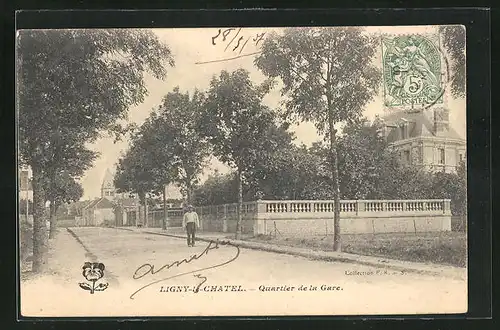 AK Ligny-le-Chatel, Quartier de la Gare