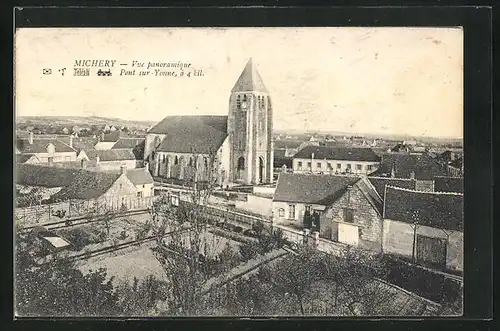 AK Michery, Vue panoramique, Pont sur Yonne