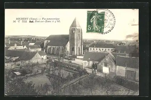 AK Michery, Vue panoramique, Pont-sur-Yonne