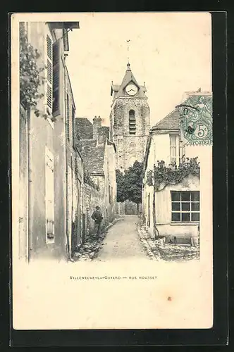 AK Villeneuve-la-Guyard, Rue Housset, Turmuhr