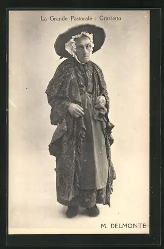 AK La Grande Pastorale: Grassetto, M. Delmonte, Komiker Travestie