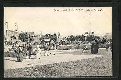 AK Auxerre, Exposition Nationale 1908, Les Jardins