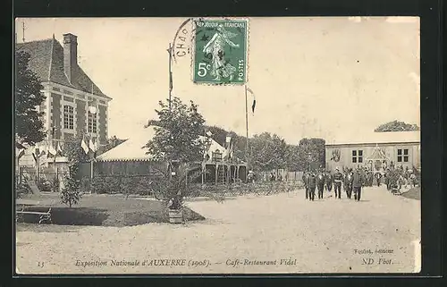 AK Auxerre, Exposition Nationale 1908, Café-Restaurant Vidal
