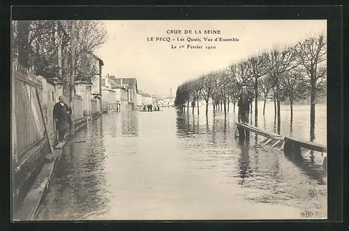 AK Le Pecq, Crue de la Seine, Les Quais, Vue d`Ensemble - le 1 Fèvrier 1910, Hochwasser