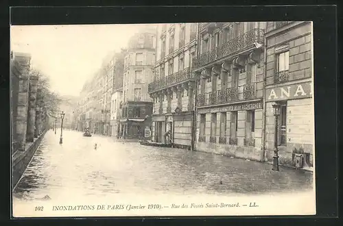 AK Paris, Inondations Janvier 1910 - Rue des Fossès Saint-Bernard, Hochwasser