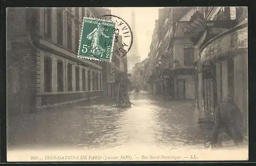 AK Paris, Inondations 1910, Rue Saint-Dominique