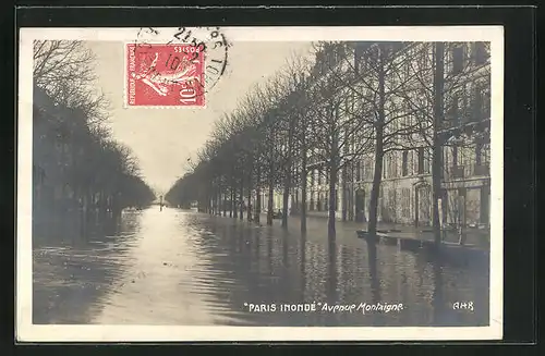 AK Paris, Paris Inondè, Avenue Montaigne, Hochwasser
