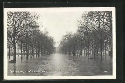 AK Paris Inondè, Cours la Reine, Hochwasser