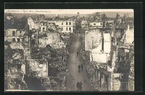 Foto-AK Soissons, Rue du Commerce, 1. Weltkrieg, Trümmer