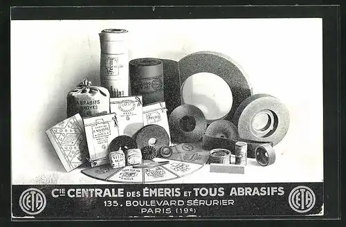 AK Paris, Cie Centrale des Émeris et Tous Abrasifs, 135, Boulevard Sérurier