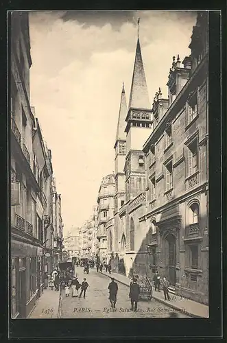 AK Paris, Église Saint-Leu, Rue Saint-Denis