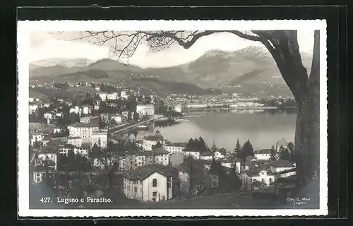 Foto-AK Lugano, Panorama vom Ort