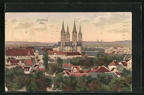 AK Bamberg, Ortsansicht mit Dom