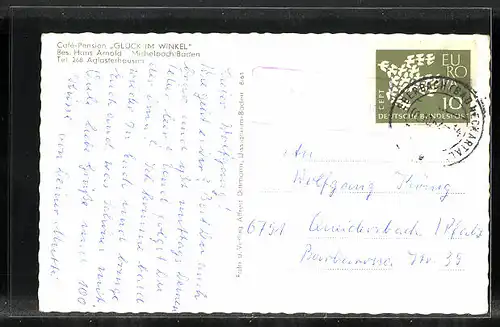 AK Michelbach / Baden, Pension Glück Im Winkel, Inh. Hans Arnold