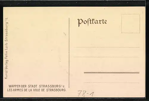 Künstler-AK Strassburg i /E., Stadtwappen