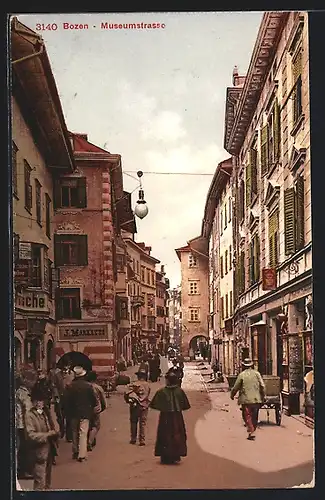 AK Bozen, Geschäfte in der Museumstrasse