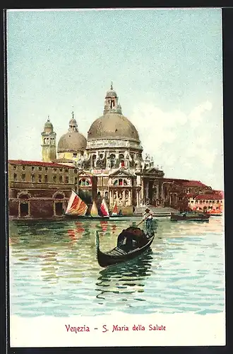 Künstler-AK Venezia, S. Maria della Salute und Gondel