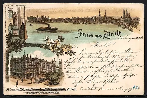 Lithographie Zürich, Seidenstofffabrik Union, Adolf Grieder & Co., Königl. Spanische Hoflieferanten