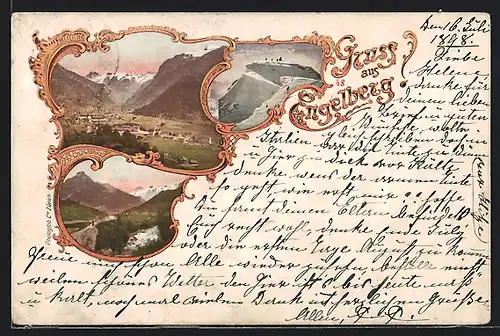 AK Engelberg, Ortsansichten in Passepartout